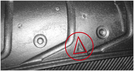 Image:Δmark shows the position of the Tread Wear Indicator