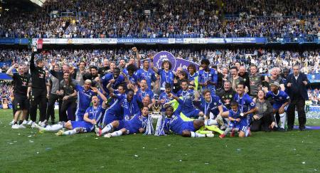 Chelsea FC, celebrating the championship in England’s Premier League