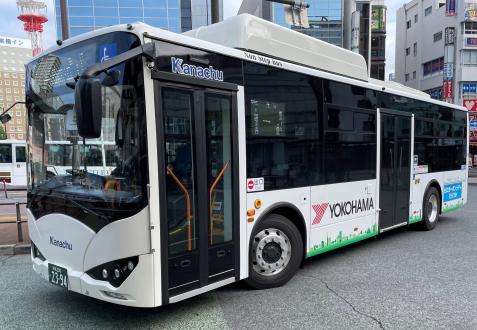 実証実験で使用する神奈川中央交通のEVバス