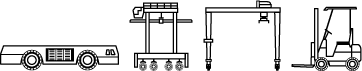 Towing tractors, Straddle carriers, Transfer cranes and Forklifts