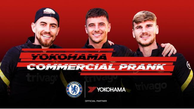 Chelsea FC players appearing in the video (from left to right): Jorginho, Mason Mount, and Timo Werner
