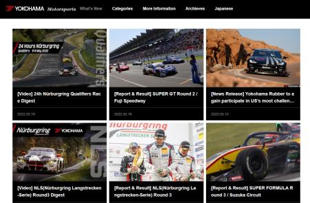 Enriched content includes the latest race information, including race reports and results, and updates on Yokohama Rubber’s development of racing tires