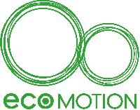「eco MOTION」のロゴマーク。「社員や企業の小さな環境貢献活動（Motion）が、やがて大きな成果を生み、持続可能な社会と地球環境の保護に向け無限大（∞）に広がっていく」との意味を込めたデザイン。