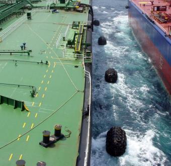 Yokohama floating pneumatic fenders at work