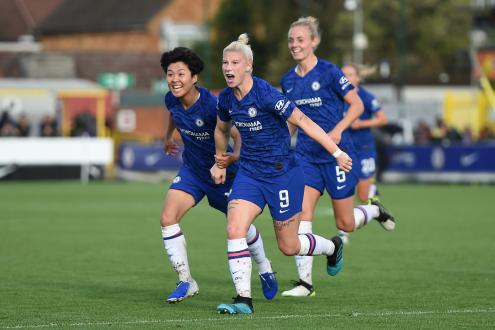 Members of Chelsea FC Women’s FA WSL championship team