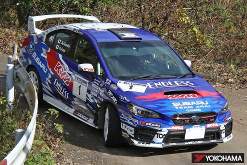 The ADVAN KYB AMS WRX driven by the 2020 Japan Rally JN-1 class championship team of Hiroki Arai and Noritaka Kosaka