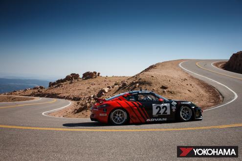 The victorious Porsche Cayman GT4 Clubsport at the 2020 Porsche Pikes Peak Trophy by Yokohama