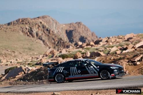 The 2021 Tesla Model S Plaid driven to victory in the Exhibition division by Randy Pobst