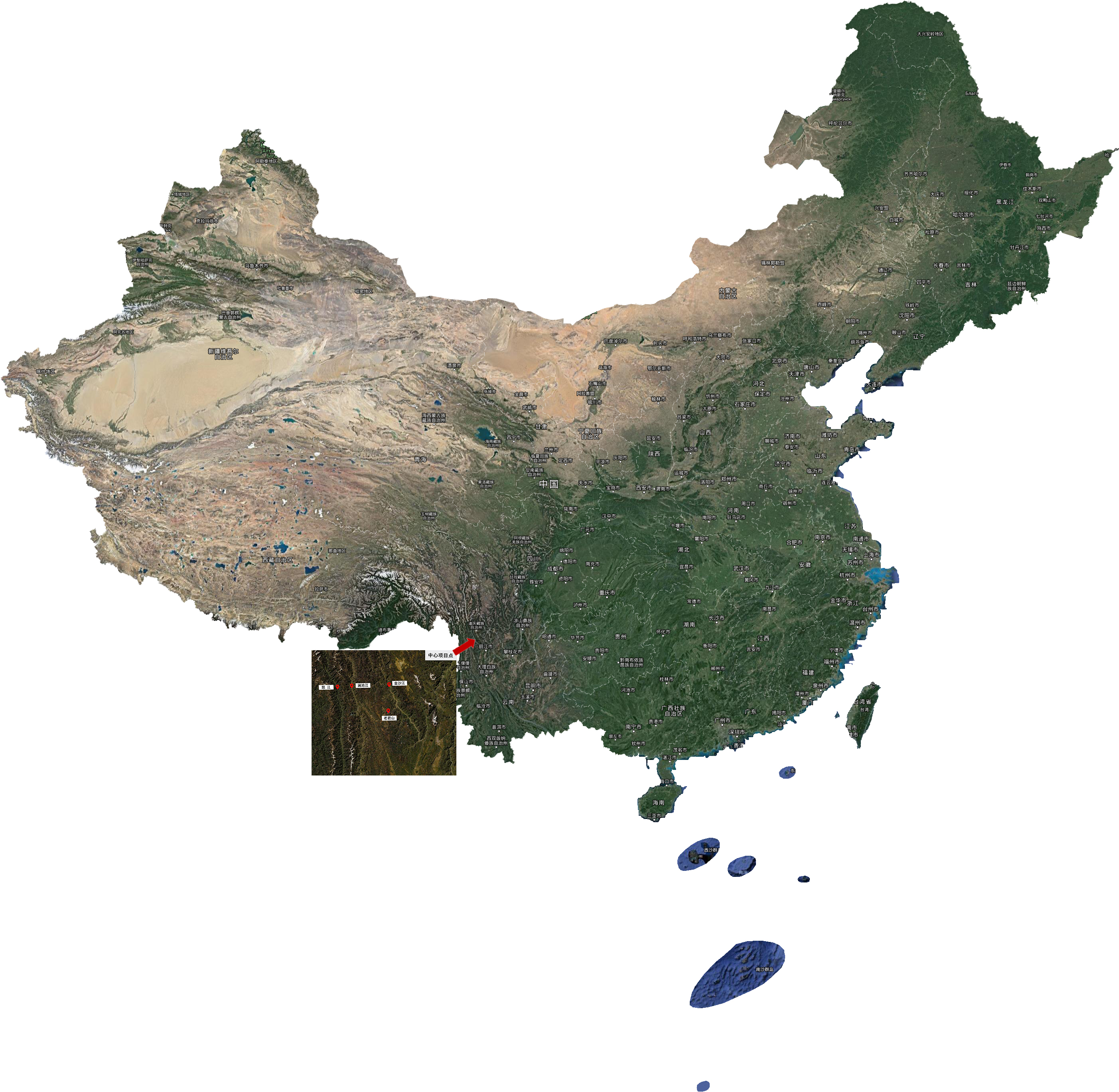 老君山の位置が分かる中国の地図（イラスト）