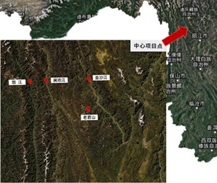 老君山の位置が分かる中国の地図（イラスト）拡大図