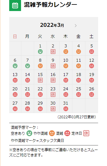 ３月末までの予約状況