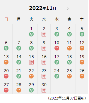 11月12月のピット混雑状況のお知らせ