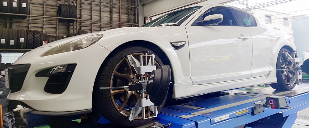 マツダ　RX-8　アライメント作業！