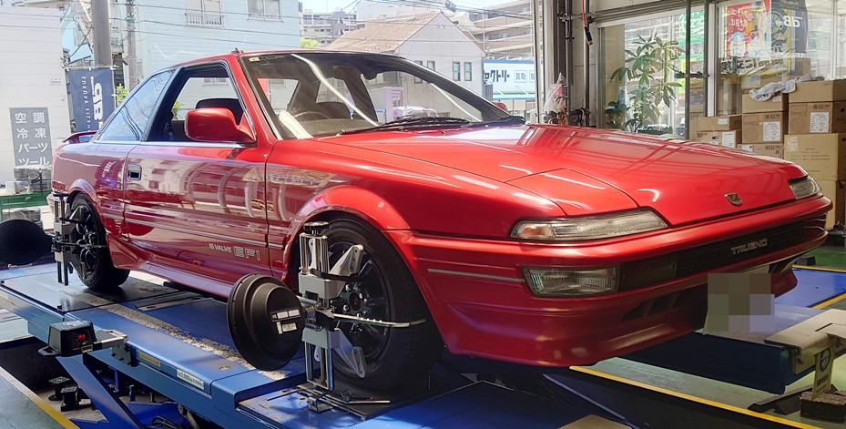 トヨタ スプリンタートレノ AE91  アライメント調整！