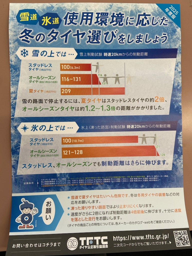 冬には冬のタイヤを