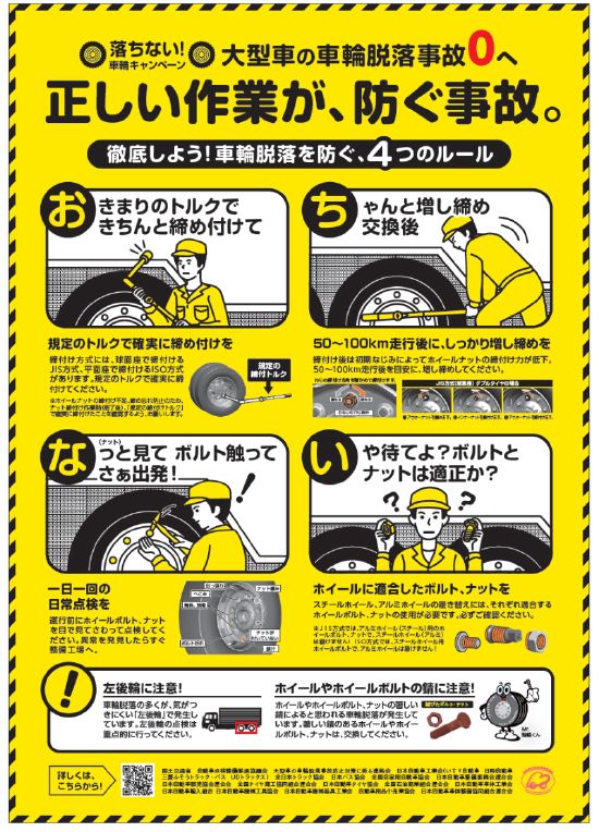 タイヤ交換のあとはナットの緩みにご注意を