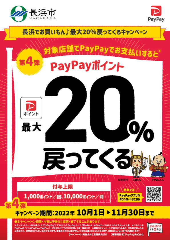 「長浜でお買いもん♪最大20%戻ってくるキャンペーン」
