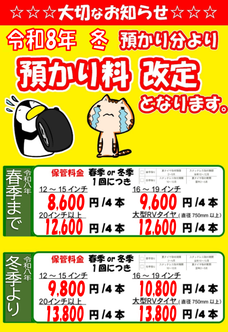 預かりシステムの値上げについて
