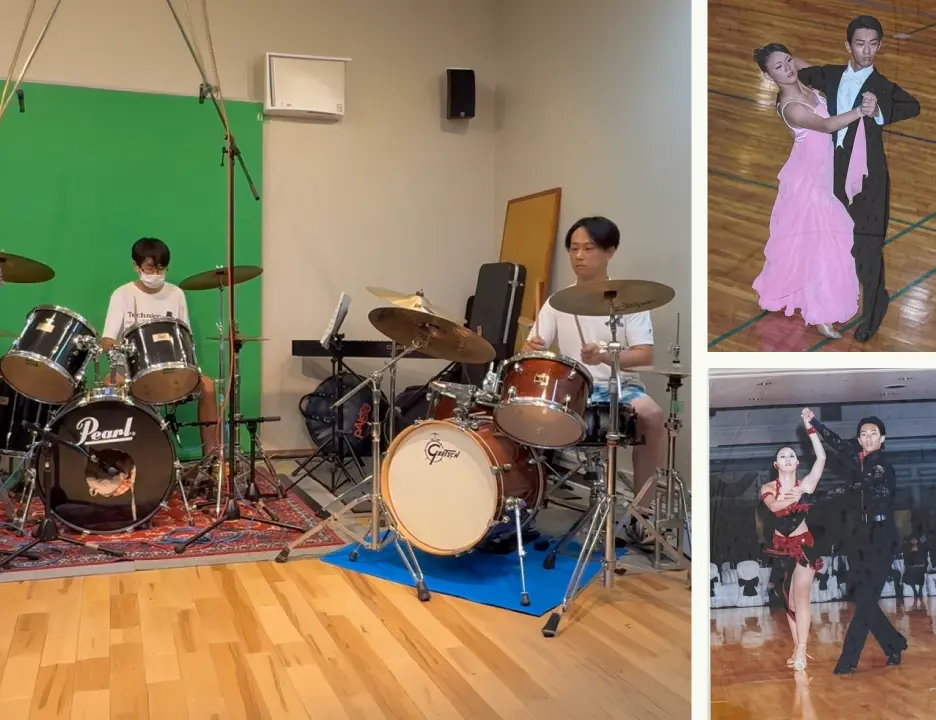 「タイヤガーデン岐南」小学生のころから社会人までの十数年間は、社交ダンスに打ち込んでいました。家族がダンススクールを営んでいたことから、小学3年生で始め、妹とペアを組んで大会にも出場していました。いまは吹奏楽部でドラムを演奏する息子の影響もあり、自宅にドラムセットを置いて、時間を見つけて楽しんでいます。
